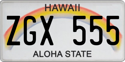 HI license plate ZGX555