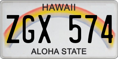 HI license plate ZGX574