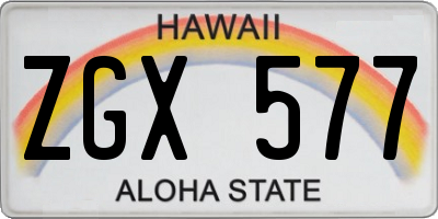 HI license plate ZGX577