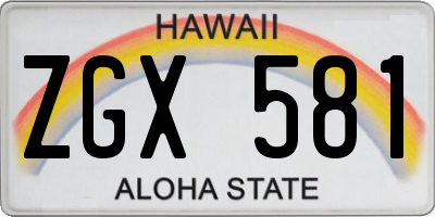 HI license plate ZGX581
