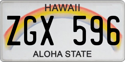 HI license plate ZGX596