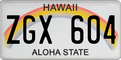 HI license plate ZGX604