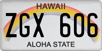 HI license plate ZGX606