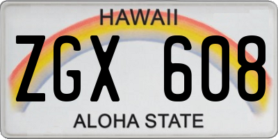 HI license plate ZGX608