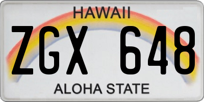 HI license plate ZGX648