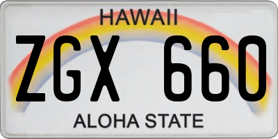 HI license plate ZGX660