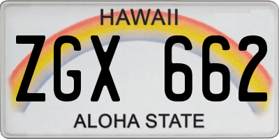 HI license plate ZGX662