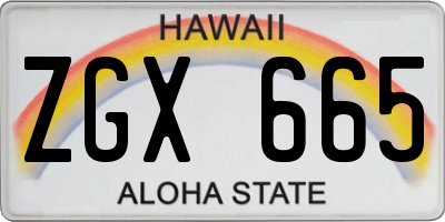 HI license plate ZGX665