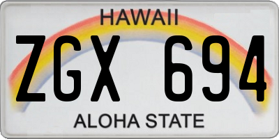 HI license plate ZGX694