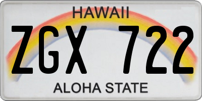 HI license plate ZGX722