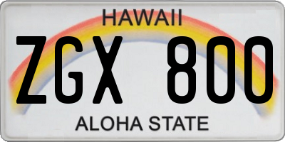HI license plate ZGX800