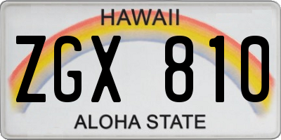 HI license plate ZGX810