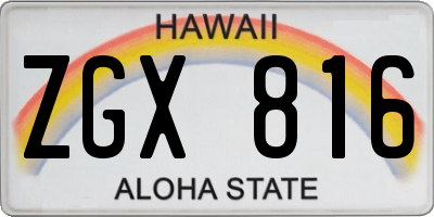 HI license plate ZGX816