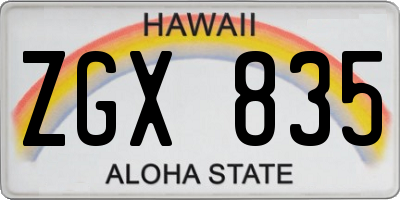 HI license plate ZGX835