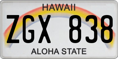 HI license plate ZGX838