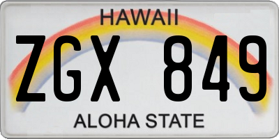 HI license plate ZGX849