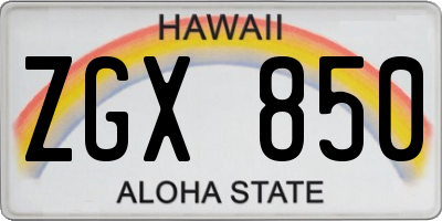 HI license plate ZGX850