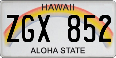 HI license plate ZGX852