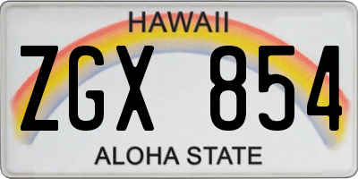 HI license plate ZGX854