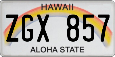 HI license plate ZGX857