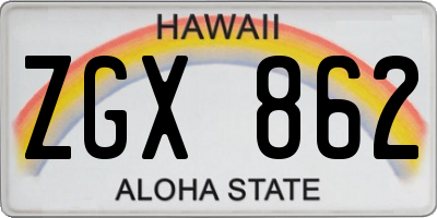 HI license plate ZGX862