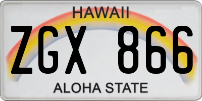 HI license plate ZGX866