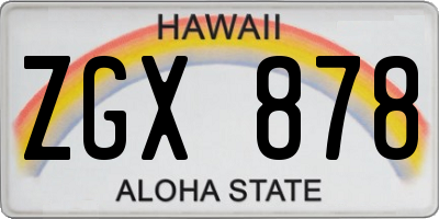 HI license plate ZGX878