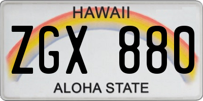 HI license plate ZGX880