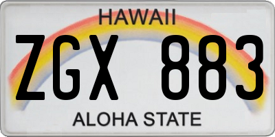 HI license plate ZGX883