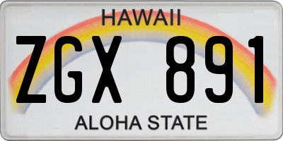 HI license plate ZGX891