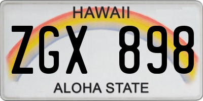 HI license plate ZGX898