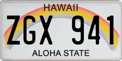 HI license plate ZGX941