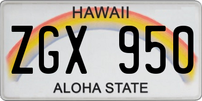 HI license plate ZGX950
