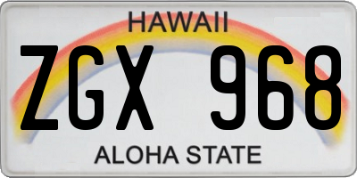 HI license plate ZGX968