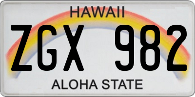 HI license plate ZGX982