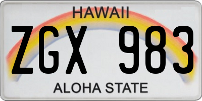HI license plate ZGX983