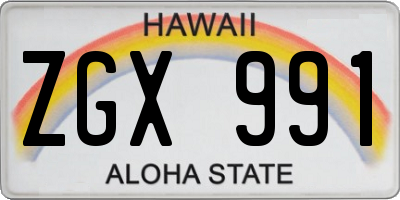 HI license plate ZGX991