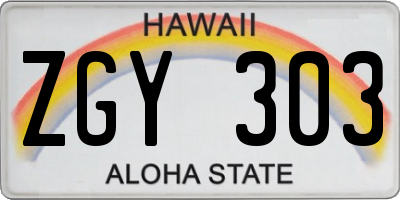 HI license plate ZGY303