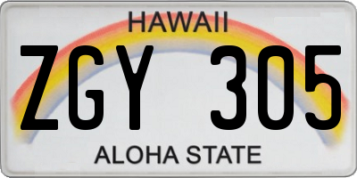 HI license plate ZGY305