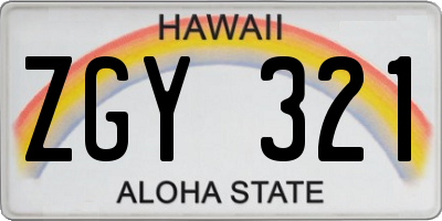 HI license plate ZGY321