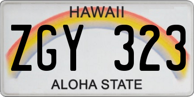HI license plate ZGY323