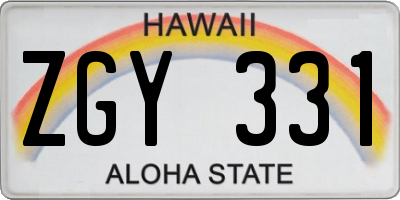 HI license plate ZGY331