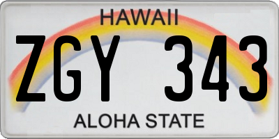 HI license plate ZGY343