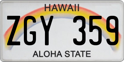 HI license plate ZGY359