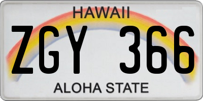 HI license plate ZGY366