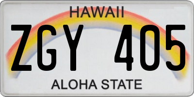 HI license plate ZGY405