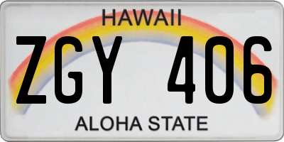 HI license plate ZGY406