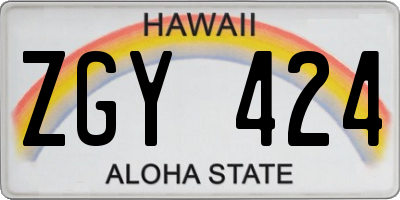 HI license plate ZGY424