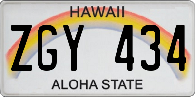 HI license plate ZGY434