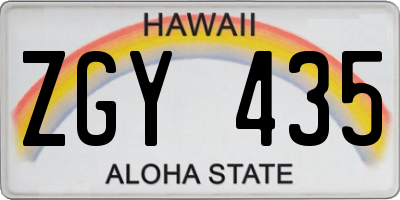 HI license plate ZGY435